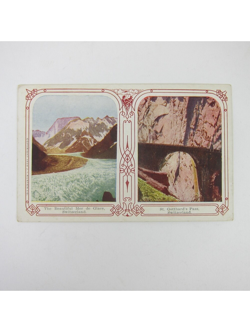 Postcard Switzerland Mer de Glace & St. Gotthard's Pass Landscapes Antique